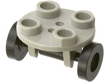 LEGO 2655c02 - Ronde plaat 2 x 2 dun met wielhouder en zwarte wielen (2655 / 2496)