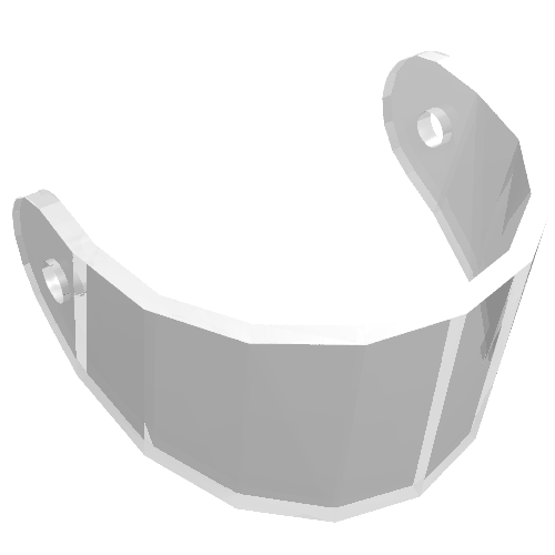 White LEGO Technic Figure Accessory Helmet Visor (part 2716) with a curved shape and two holes for attachment.