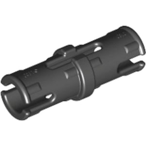 Dark gray LEGO Technic Pin 2780 with short friction ridges, featuring a hollow cylindrical design with split ends.