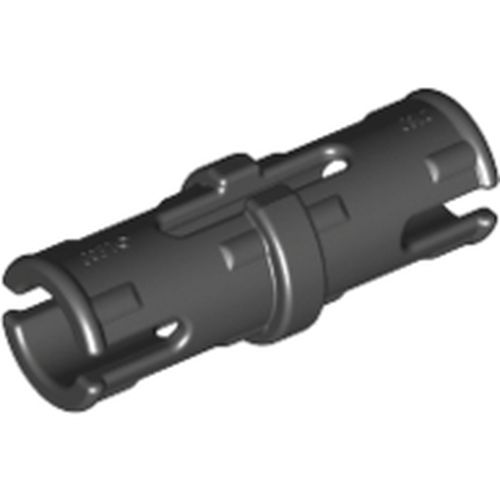 Dark gray LEGO Technic Pin 2780 with short friction ridges, featuring a hollow cylindrical design with split ends.