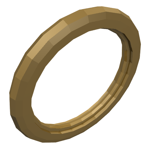Light brown, low-poly LEGO 2815 Technic Wedge Belt Wheel, an open ring with an internal groove.