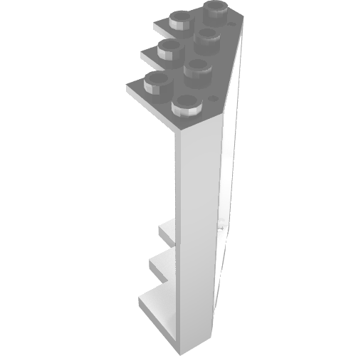 White LEGO 28327 Door, Frame 4 x 4 x 6 Corner part with 6 grey studs on top, viewed from an angled perspective.