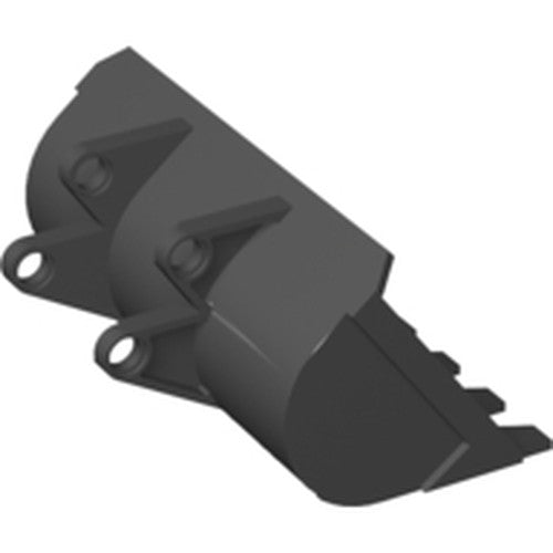 Two dark grey LEGO Technic Digger Buckets 8 x 10, with attachment pins and serrated edges, on a white background.