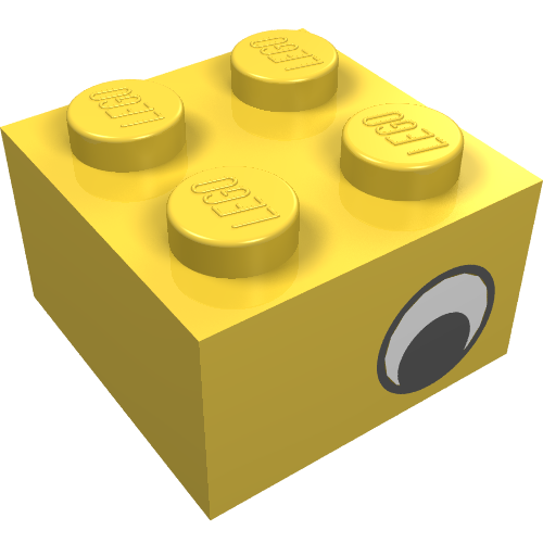 LEGO 3003pe2 - Brick 2 x 2 with Black and White Eye Offset Pattern on Opposite Sides