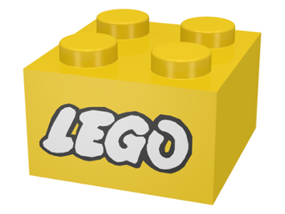 LEGO 3003px3 - Steen 2 x 2 met LEGO Logo Gesloten O Stijl Wit met Zwarte Omtrek Patroon