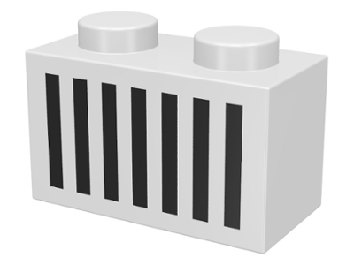 LEGO 3004p06 - Brick 1 x 2 with Black Grille with 7 Vertical Lines Pattern