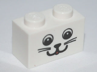 LEGO 3004pb080 - Brick 1 x 2 with Cat Face Pattern