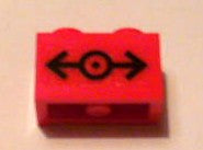 LEGO 3004pb101 - Steen 1 x 2 met treinlogo zwart medium patroon (sticker) - Set 7938