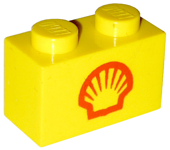 LEGO 3004px26 - Steen 1 x 2 met Shell Logo I Small Pattern