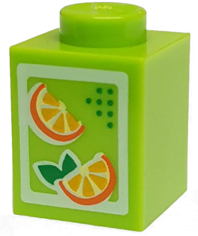 LEGO 3005pb017 - Steen 1 x 1 met Sinaasappelpatroon (Pak Sap)