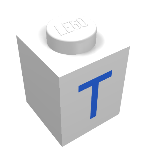 LEGO 3005ptT - Steen 1 x 1 met blauwe hoofdletter T patroon