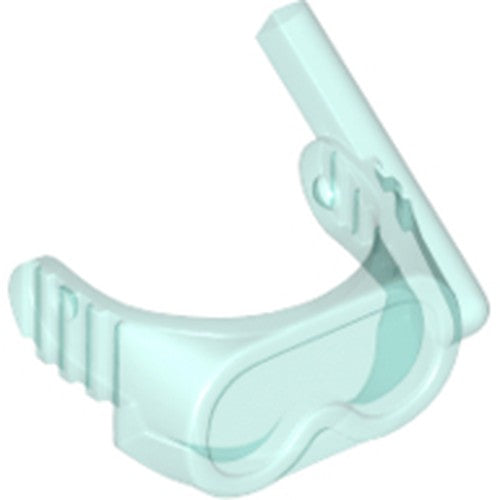 Light aqua LEGO Minifigure Visor Scuba Diver Mask, part 30090, with a hinged clear visor.