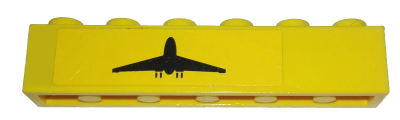 LEGO 3009pb124L - Steen 1 x 6 met zwart vliegtuigpatroon model linkerkant (sticker) - Set 7891