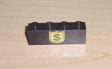 LEGO 3010pb017 - Steen 1 x 4 met Dollar-teken op Geel Badge Patroon