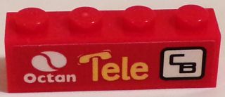 LEGO 3010pb184L - Steen 1 x 4 met Octan Logo, 'Tele' en 'CB' Patroon Model Linkerkant (Sticker) - Set 60084