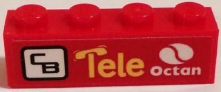 LEGO 3010pb184R - Steen 1 x 4 met Octan Logo, 'Tele' en 'CB' Patroon Model Rechterkant (Sticker) - Set 60084