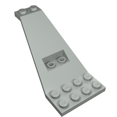 Light gray LEGO 30118 Wing Plate, bi-level, with 2 studs, a 2x1 recessed section, and 8 studs on the wider end.