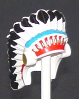 LEGO 30138pb01 minifigure Indian headdress with white, black, blue, and red detailed feathers and band.