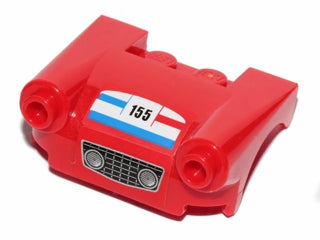 LEGO 93597pb005 - Voertuig, spatbord 3 x 4 met grille, koplampen, blauw en strepen en '155' patroon (stickers) - Set 30193