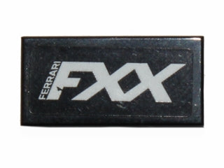 LEGO 3069pb0318 - Tegel 1 x 2 met wit 'FERRARI FXX'-patroon (sticker) - Set 30195