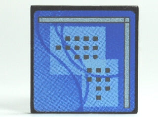 LEGO 30258pb018 - Road Sign 2 x 2 Square with Clip with Curved Blue Lines and Small  Squares Pattern (Computer Screen)