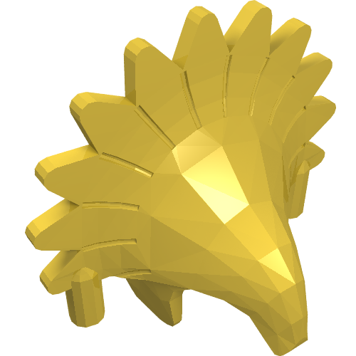 Gold LEGO Minifigure Headgear Headdress Jungle. This metallic gold piece features a fanned, spiky crest and pointed front.