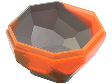 LEGO 30294pb01 - Rots 4 x 4 achthoekig met gemarmerd Trans-Neon Oranje patroon onderkant