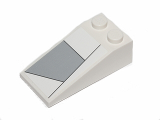 LEGO 30363pb020R - Helling 18 4 x 2 met zwarte lijnen en licht blauwgrijze rompplaten patroon 2 (sticker) - Set 75003