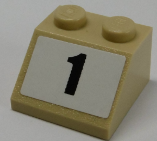 LEGO 3039pb136 - Slope 45 2 x 2 with Black Number 1 on White Background Pattern (Sticker) - Set 8864