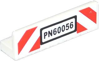 LEGO 30413pb041 - Panel 1 x 4 x 1 with Red and White Danger Stripes, Black 'PN60056' Pattern (Sticker) - Set 60056