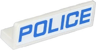 LEGO 30413pb044 - Paneel 1 x 4 x 1 met blauw 'POLICE' dun lettertype patroon (sticker) - Sets 60047 / 60049