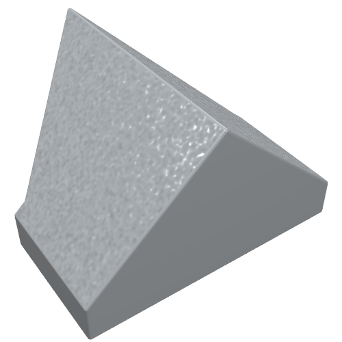 LEGO 3049b Slope 45 2 x 1 Double Inverted piece in light grey, with a textured top surface and smooth sides.