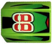 LEGO 30602pb010 - Helling, gebogen 2 x 2 lip met gestileerd rood '88', verkleurde groene panelen en zwarte strepen patroon