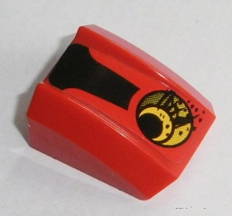 LEGO 30602pb090L - Helling, gebogen 2 x 2 lip met uitlaat en vuil- en zwarte strepen patroon model linkerkant (sticker) - Set 8864