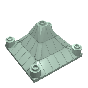 Light green LEGO 30614 Roof Piece 6 x 6 x 3 Peaked, a square tiled roof with a central peak and studs.