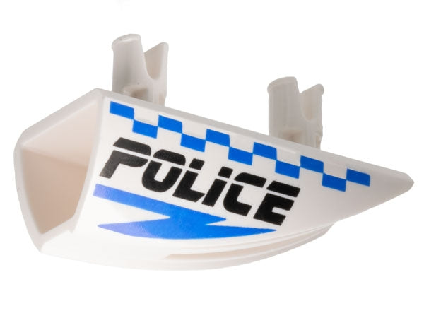 LEGO 30647pb02 - Voertuig, Fairing 1 x 4 zijwaartse luchtinlaat met 2 pinnen en zwart 'POLICE', bliksemschicht en ruitpatroon rechterzijde