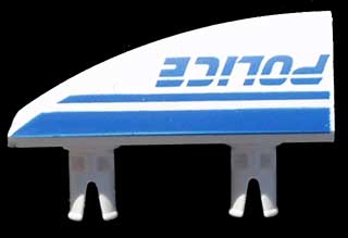 LEGO 30647pb06 - Voertuig, Fairing 1 x 4 zijwaartse luchtinlaat met 2 pinnen en blauw 'POLICE' met strepen patroon rechts
