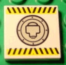 LEGO 3068pb0023 - Tegel 2 x 2 met zwart-gele waarschuwingsstrepen en ronde luikpatroon
