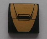 LEGO 3068pb0095 black 2x2 tile with a gold panel pattern, as seen in Set 8007.