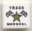 LEGO 3068pb0289 - Tegel 2 x 2 met ster, ruitvlaggen en 'TRACK MARSHAL' patroon (sticker) - Set 8121