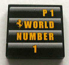 LEGO 3068pb0323 - Tegel 2 x 2 met Ferrari Logo en 'P1 WORLD NUMBER 1' Patroon (Sticker) - Set 8672