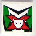 LEGO 2x2 tile sticker for set 8898, World Racers Team Extreme logo in green, red, black, and white with a stylized animal face.