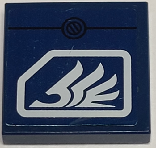LEGO 2x2 dark blue tile with a white Quad Wing pattern, also known as sticker 3068pb0376, from set 8103.