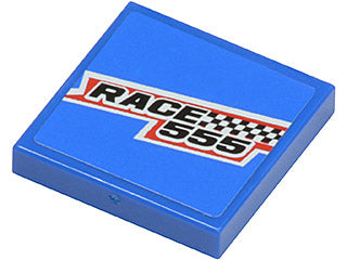 LEGO 3068pb0445 - Tegel 2 x 2 met 'RACE 555' en ruitjesvlag patroon (Sticker) - Set 8125