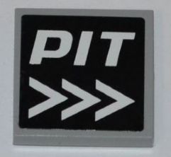 LEGO 3068pb0457 - Tegel 2 x 2 met witte pijlen en 'PIT' op zwarte achtergrond patroon (Sticker) - Set 8123
