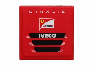 LEGO 3068pb0853 - Tegel 2 x 2 met 'STRALIS', Scuderia Ferrari-logo en 'IVECO'-patroon (Sticker) - Set 30191