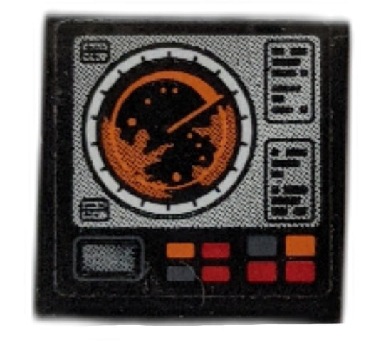 LEGO 3068pb1705 - Tegel 2 x 2 met Licht Blauwgrijs Rechthoek met Oranje Radar en Knoppen Patroon (Sticker) - Set 42076