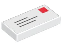 LEGO 3069p01 - Tile 1 x 2 with Blue Lines and Red Square Pattern (Mail Envelope with Stamp)
