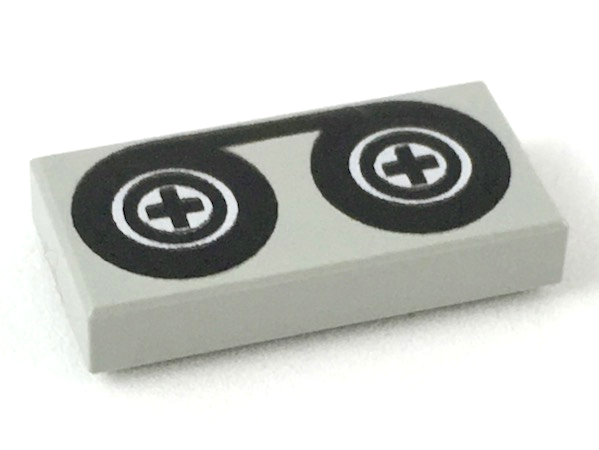 LEGO 3069p02 - Tegel 1 x 2 met Black Tape Reels Patroon