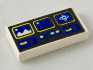 LEGO 3069p61 - Tile 1 x 2 with Blue and Yellow Controls on Black Background Pattern